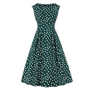 Robe Vintage Année 50 Verte Pois Blancs - Louise Vintage