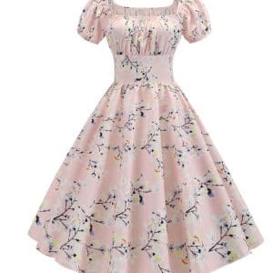 Robe Vintage Année 60 fleur rose - Louise Vintage