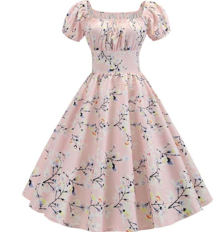 Robe Vintage Année 60 fleur rose - Louise Vintage