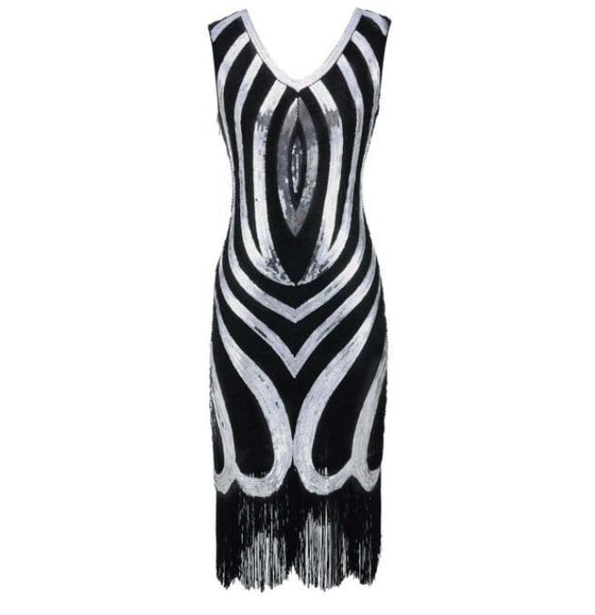 Robe Vintage Années 20 Noire Perles - Louise Vintage