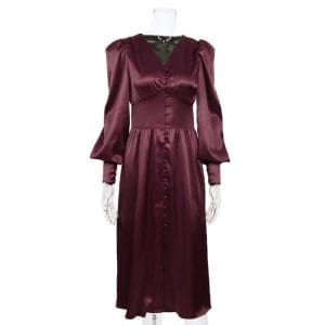 Robe Vintage Années 40 Satin Bordeaux - Louise Vintage