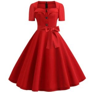 Robe Vintage Années 50 Rouge - Louise Vintage