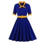 Robe Vintage Automne Bleu Jaune - Louise Vintage
