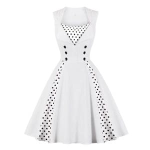 Robe Vintage Blanche Rockabilly - Louise Vintage