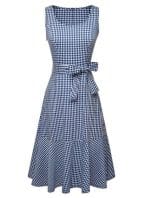 Robe Vintage Bleu Carreaux - Louise Vintage