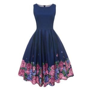 Robe Vintage Bleu Plissée - Louise Vintage