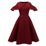 Robe Vintage Bordeaux Col Volant - Louise Vintage