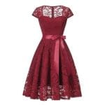 Robe Vintage Broderie Bordeaux - Louise Vintage