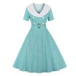 Robe Vintage Carreaux Turquoise - Louise Vintage