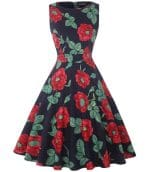 Robe Vintage Chic Rétro Marine Fleurs - Louise Vintage