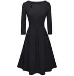 Robe Vintage Col Bouton Chic Noir - Louise Vintage