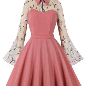 Robe Vintage Col Claudine Rose - Louise Vintage