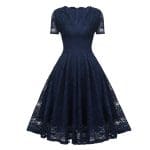 Robe Vintage Col en V Dentelle Marine - Louise Vintage