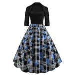 Robe Vintage Col Ouvert Noire Carreaux - Louise Vintage