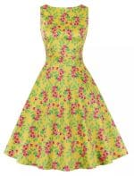 Robe Vintage Col Rond Jaune Fleurs - Louise Vintage