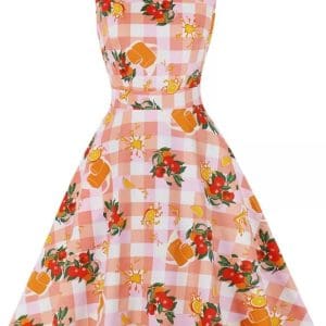 Robe Vintage Col Rond Rose Fleurs - Louise Vintage