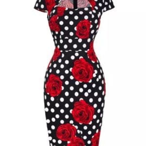Robe Vintage Crayon Noire Pois - Louise Vintage