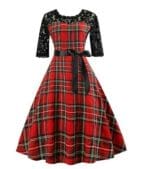 Robe Vintage Dentelle Carreaux - Louise Vintage