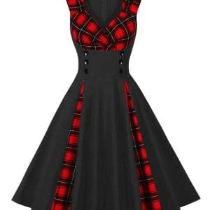 Robe Vintage Ecosse Noir - Louise Vintage
