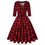 Robe Vintage Ecosse Rouge - Louise Vintage