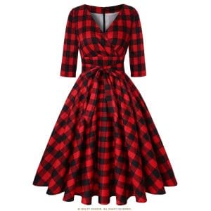 Robe Vintage Ecosse Rouge - Louise Vintage