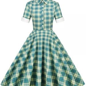 Robe Vintage Ecosse Vert - Louise Vintage