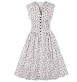 Robe Vintage Grande Taille 50s Blanche fleurs - Louise Vintage
