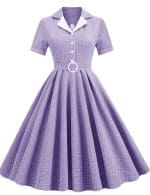 Robe Vintage Grande Taille Boutons Lavande - Louise Vintage