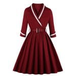 Robe Vintage Grande Taille Col V Rouge - Louise Vintage