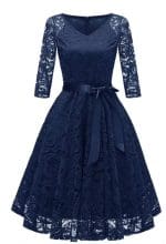 Robe Vintage Grande Taille Dentelle Bleu - Louise Vintage