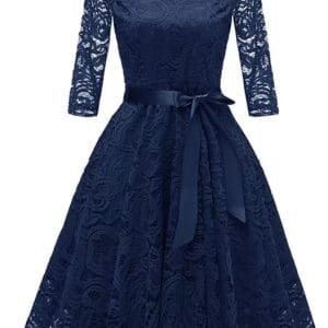 Robe Vintage Grande Taille Dentelle Bleu - Louise Vintage