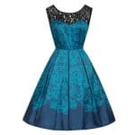Robe Vintage Grande Taille Dentelle Rockabilly Bleu - Louise Vintage