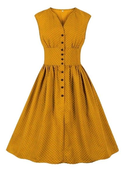 Robe Vintage Grande Taille Jaune - Louise Vintage