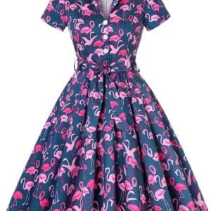 Robe Vintage Grande Taille Marine Oiseaux - Louise Vintage