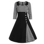 Robe Vintage Grande Taille Marinière Noire - Louise Vintage