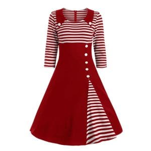 Robe Vintage Grande Taille Marinière Rouge - Louise Vintage