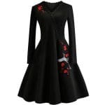 Robe Vintage Grande Taille Noire Fleurs Brodées - Louise Vintage