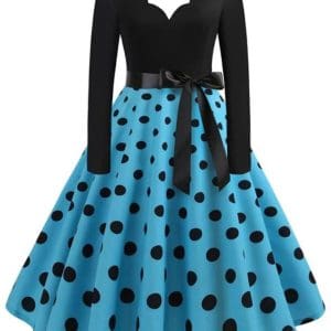 Robe Vintage Grande Taille Rockabilly Bleu pois - Louise Vintage