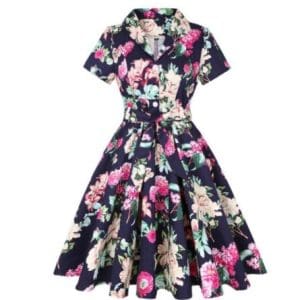 Robe Vintage Grande Taille Rockabilly Fleurs - Louise Vintage
