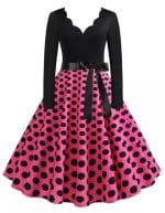 Robe Vintage Grande Taille Rockabilly Pois Rose - Louise Vintage