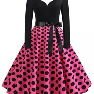 Robe Vintage Grande Taille Rockabilly Pois Rose - Louise Vintage
