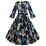 Robe Vintage Hiver Marine Fleurs - Louise Vintage