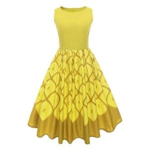 Robe Vintage Jaune Plissée - Louise Vintage