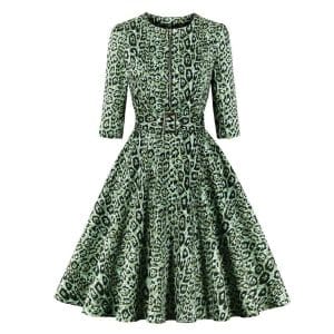 Robe Vintage Leopard Vert - Louise Vintage