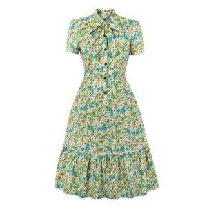 Robe Vintage Manches Courtes Verte - Louise Vintage