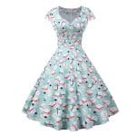 Robe Vintage Noel Grande Taille Ciel - Louise Vintage
