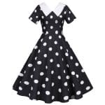 Robe Vintage Noire à Pois Blancs - Louise Vintage