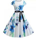 Robe Vintage Pin Up Blanche Fleurs - Louise Vintage