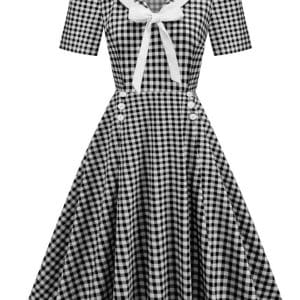 Robe Vintage Pin Up Quadrillée Noir - Louise Vintage