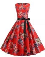 Robe Vintage Pin Up Rouge Fleurs - Louise Vintage